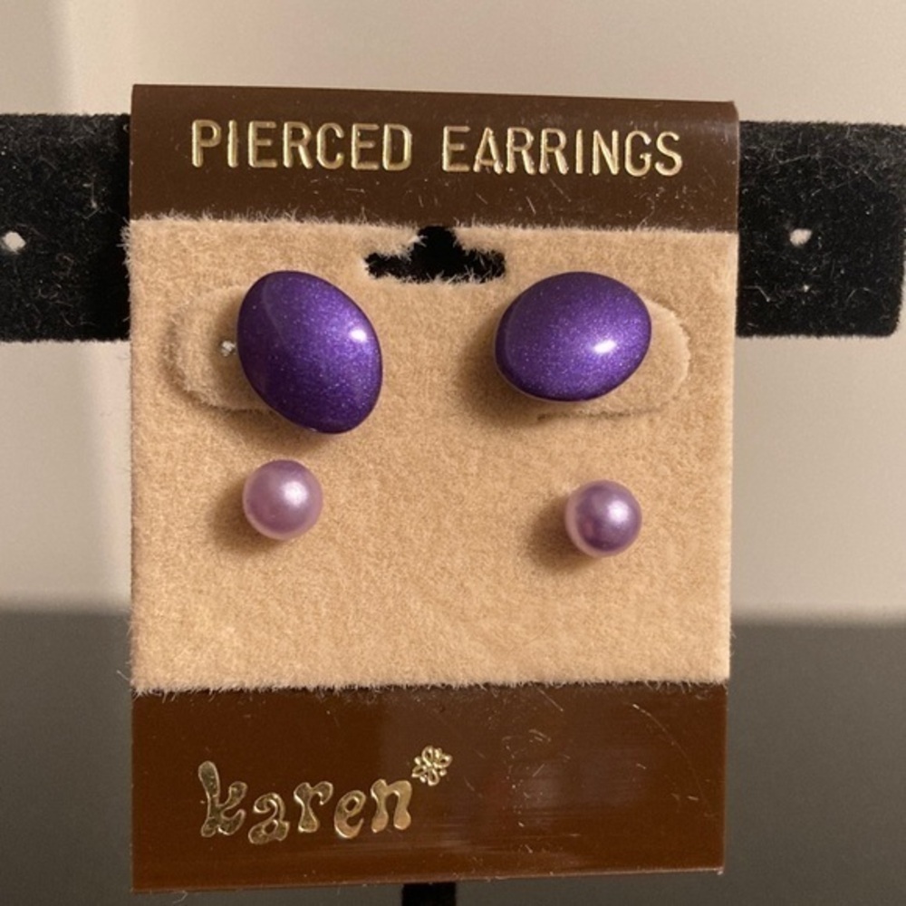 Purple Pierced Earrings Set